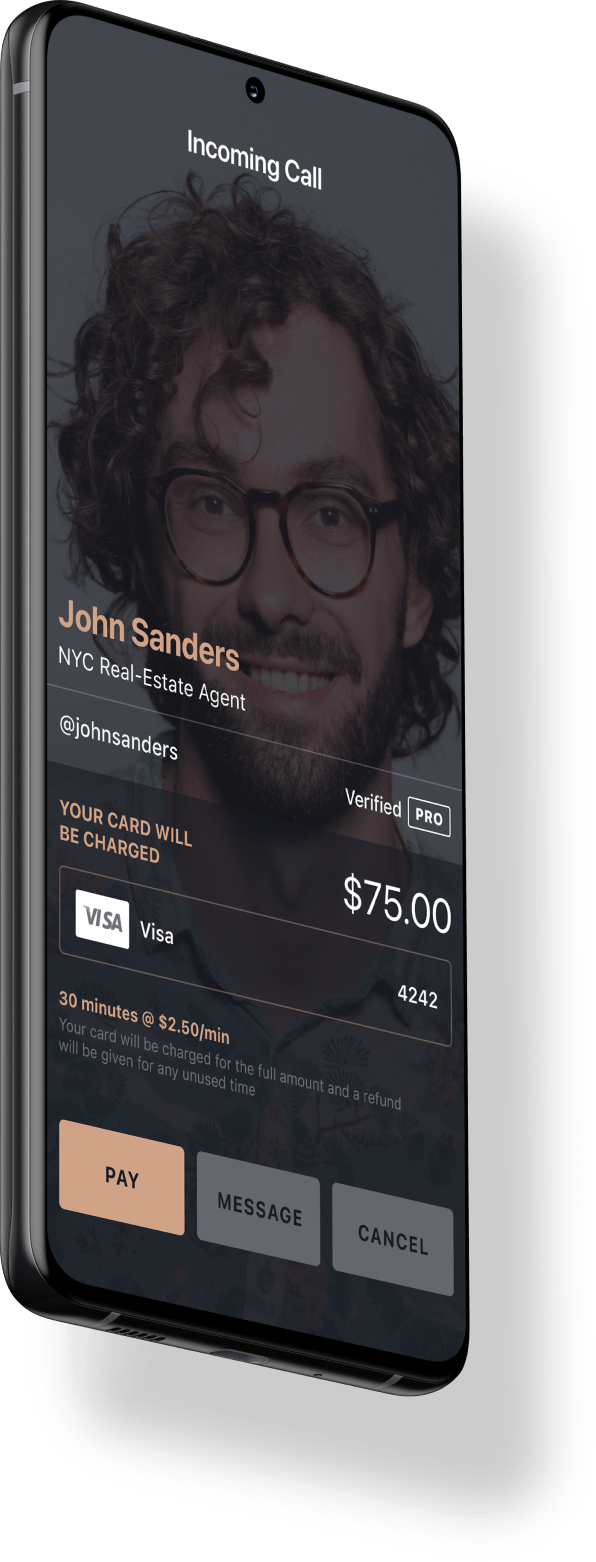 MOTI App on Android showing a call request screen